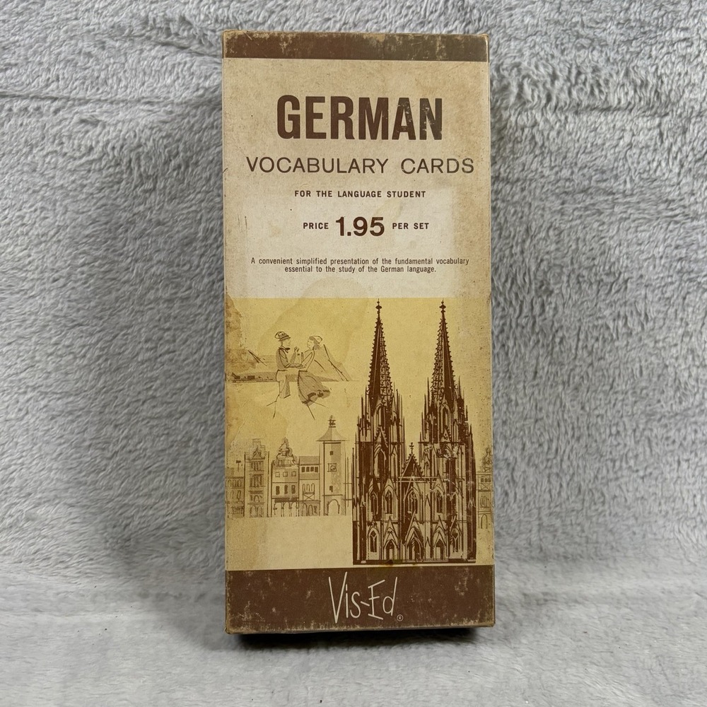 Vintage Vis-Ed German Vocabulary Flash Cards 1000 Language Learning Box Set